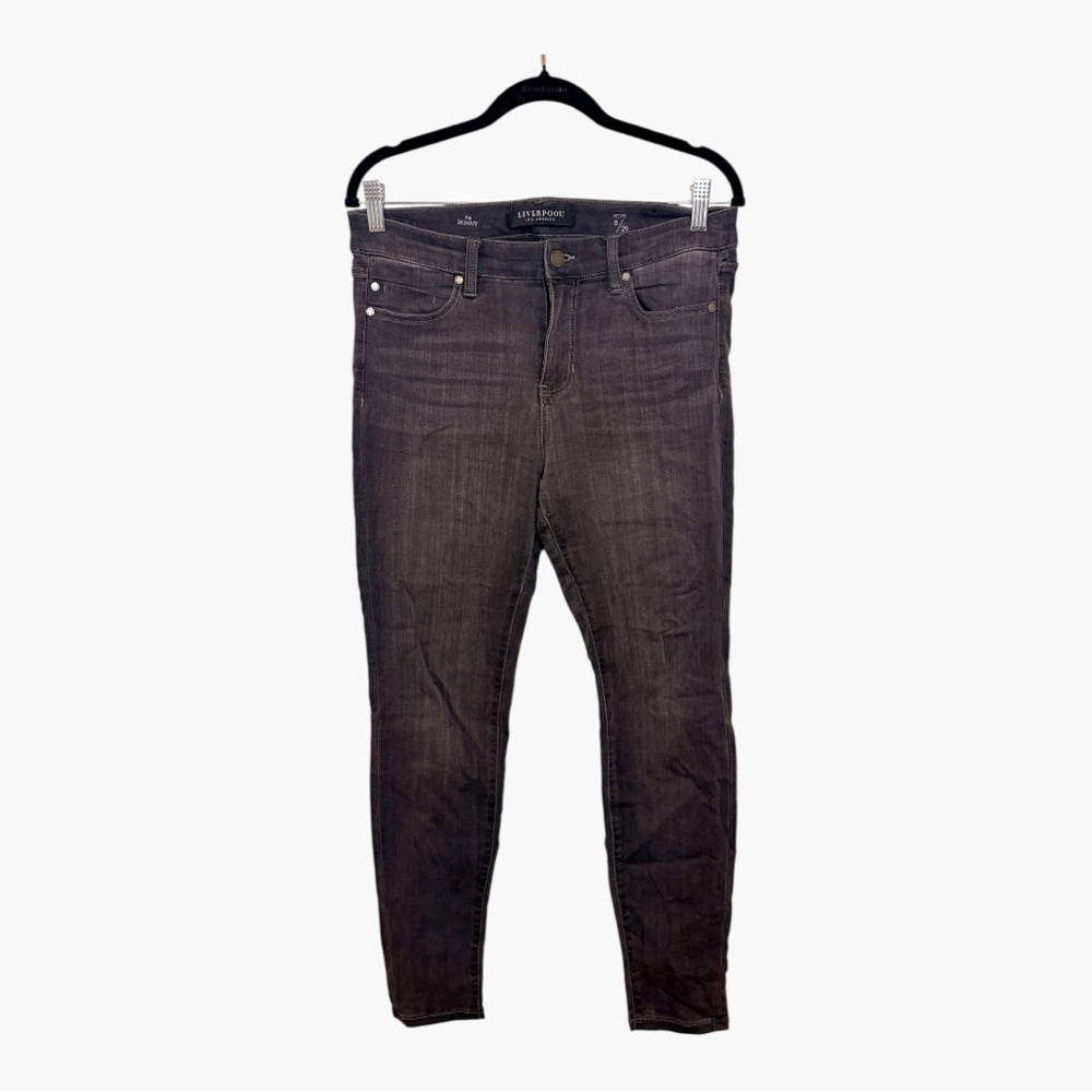 Liverpool Los Angeles Dark Gray Skinny Jeans Minimalist Rock Chic Petite 8